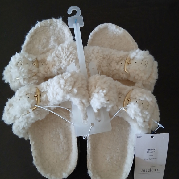 Auden Women's Jane Cream Two Band Buckle Slide Slippers Size 7 - Picture 2 of 12